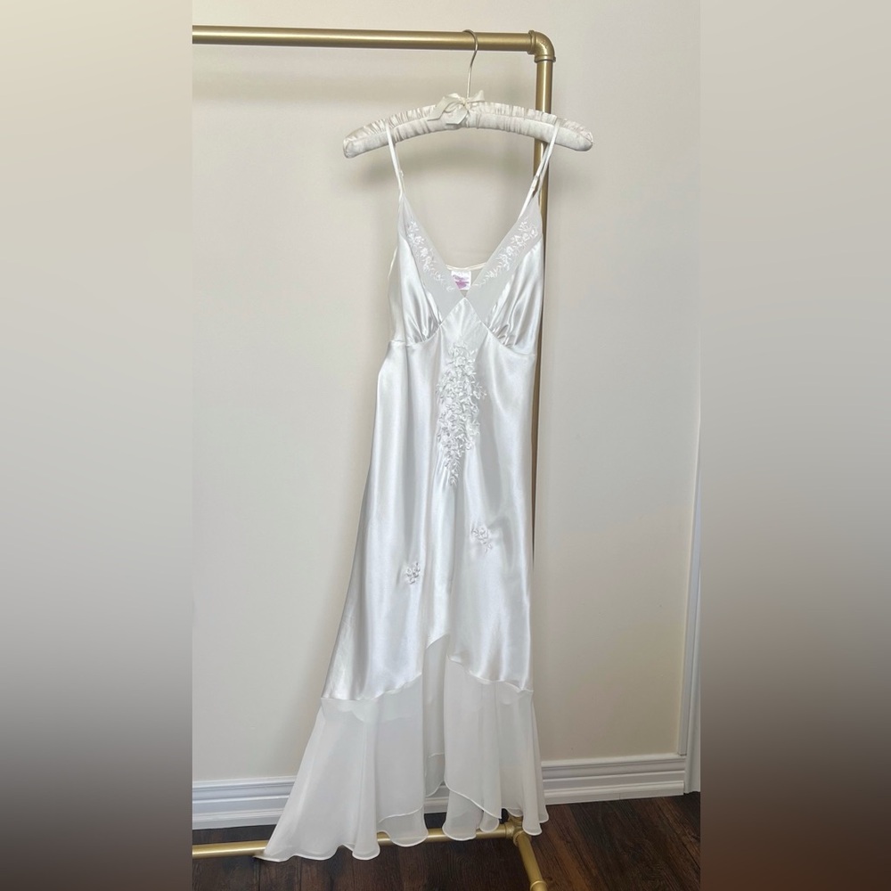 Vintage 90s Sears “Enchanting” Pearly Satin Slip Dress